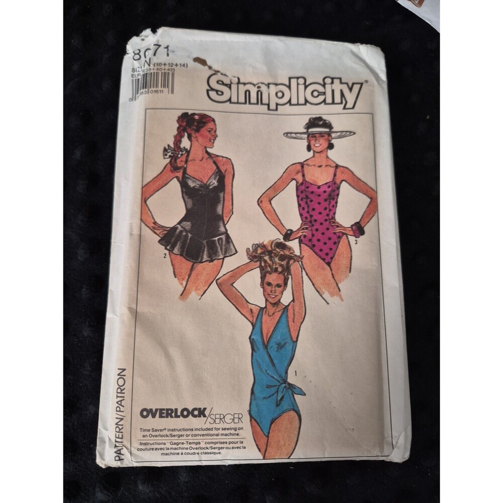 UNCUT Simplicity WOMAN'S SWIMSUITS In THREE STYLES Sewing PATTERN #8071 - 1980's